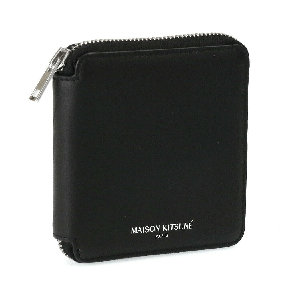＼クーポン5%OFF／ メゾンキツネ／MAISON KITSUNE "SQUARE ZIPPED WALLET” 二つ折り財布 (ブラック) LM05346LC0038 P199／BLACK[返品OK]