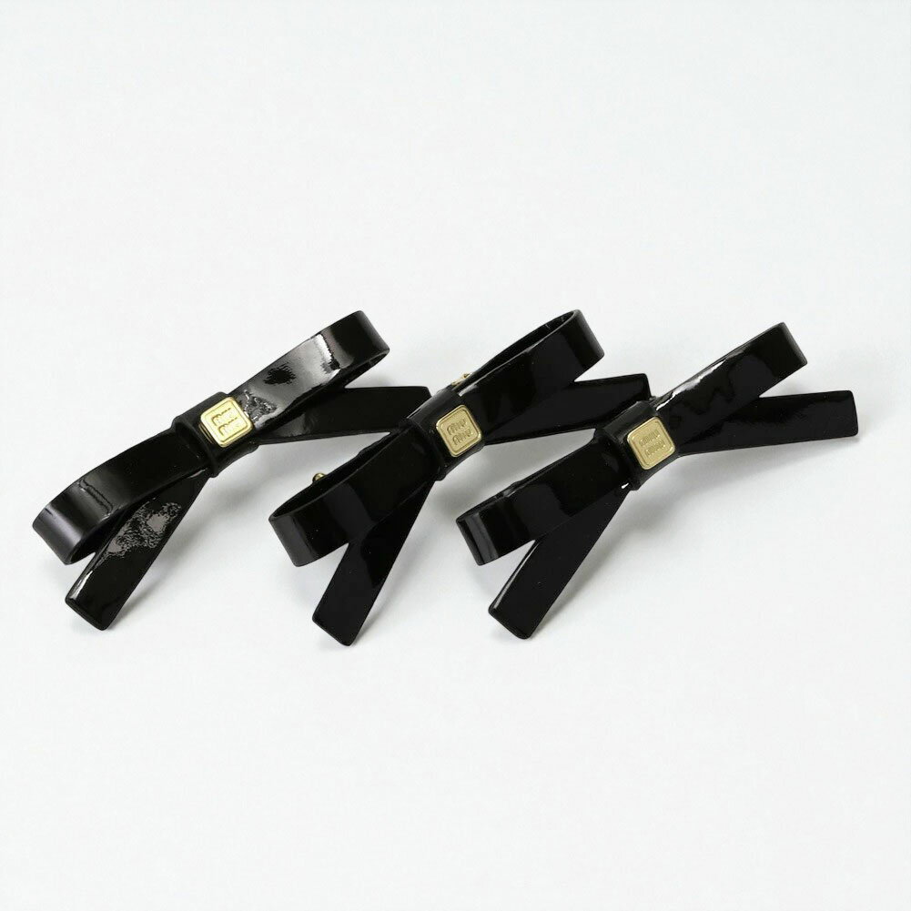 〈12月SALE〉＼P5倍／ ミュウミュウ／MIU MIU "パテントレザー ヘアクリップ" 3個セット バレッタ・ヘ..