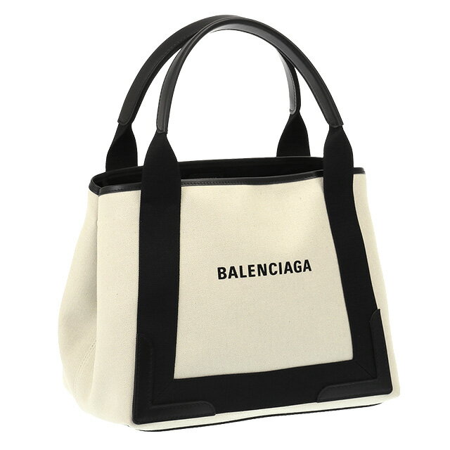 バレンシアガ ハンドバッグ（レディース） 【クーポン5%OFF】バレンシアガ／BALENCIAGA "NAVY CABAS S・ネイビーカバS"ロゴ入り・ポーチ付き・コットンキャンバス・スモールトートバッグ・ハンドバッグ(ブラック×ナチュラル) 339933 2HH3N 9260／NATUREL*BLACK