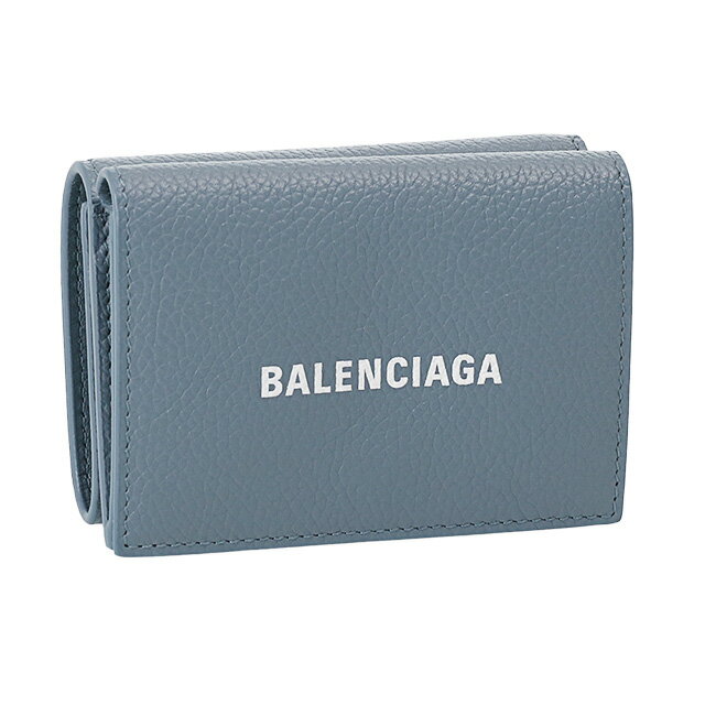 【クーポン5 OFF】バレンシアガ／BALENCIAGA CASH MINI WALLET キャッシュミニウォレット ロゴ入り 3つ折り小財布 ミニ財布 コインケース(ブルーグレー×ホワイト) 594312 1IZI3 4791／BLUE GREY＊L WHITE