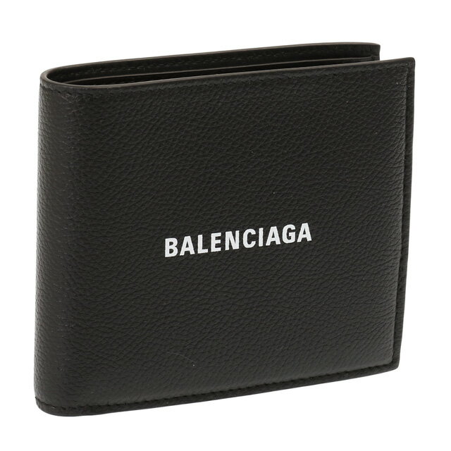 バレンシアガ 財布（メンズ） 【P5倍】バレンシアガ／BALENCIAGA "CASH SQUARE WAL COIN"キャッシュ スクエア コインウォレット"ロゴ入り・2つ折り財布(ブラック×ホワイト) 594315 1IZI3 1090／BLACK*L WHITE