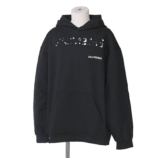 バレンシアガ／BALENCIAGA "MEDIUM FIT HOODIE"　メンズ　フーディー・プルオーバーパーカー・フード付き・アートワークプリント(ブラック) 600583 TOVO6 1070／BLACK