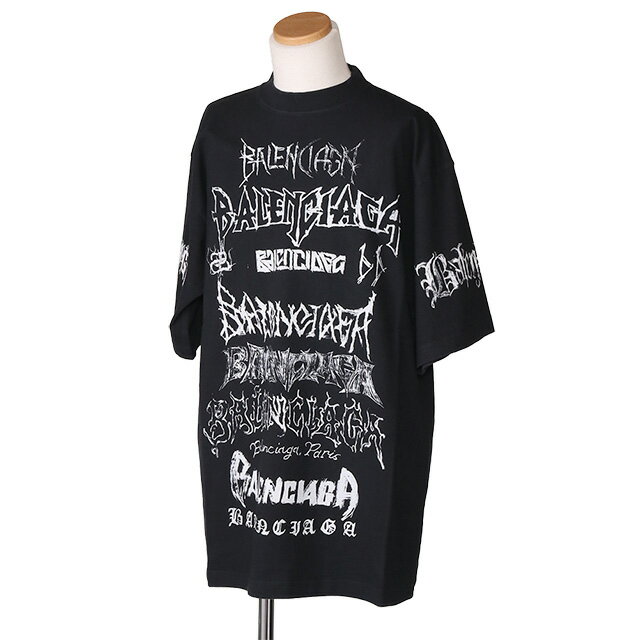 【P5倍】バレンシアガ／BALENCIAGA”LARGE FIT DIY METAL T SHIRTS メンズ ラージフィット オーバーサイズ デザインプリント 半袖クルーネックTシャツ(フェイデッドブラック×ホワイト) 641675 TPVO3 1569／FADED BLACK/WHITE