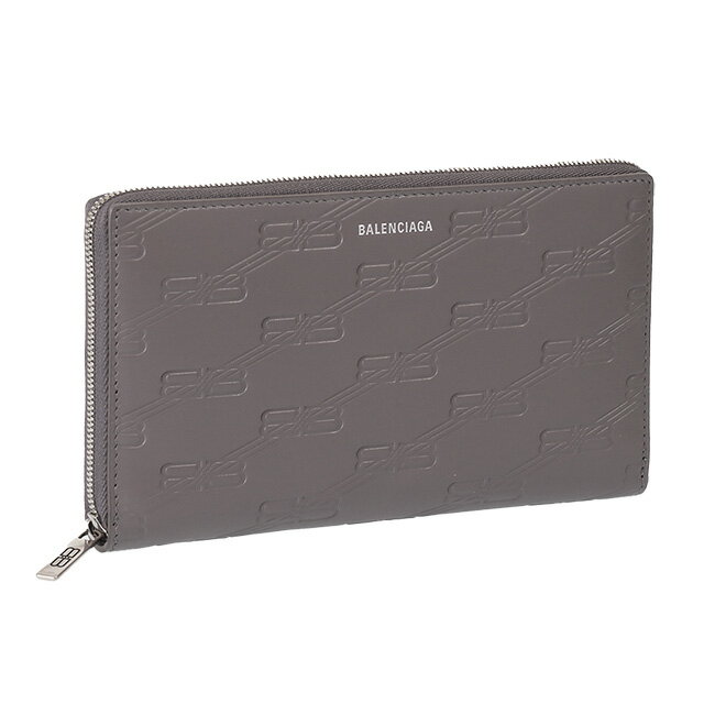 【P5倍】バレンシアガ／BALENCIAGA EMBOSSED MONOGRAM CONTINENTAL WALLET エンボス モノグラム コンチネンタル ジップウォレット BBモノグラム ラウンドファスナー長財布(ダークグレー) 717787 210JS 1404