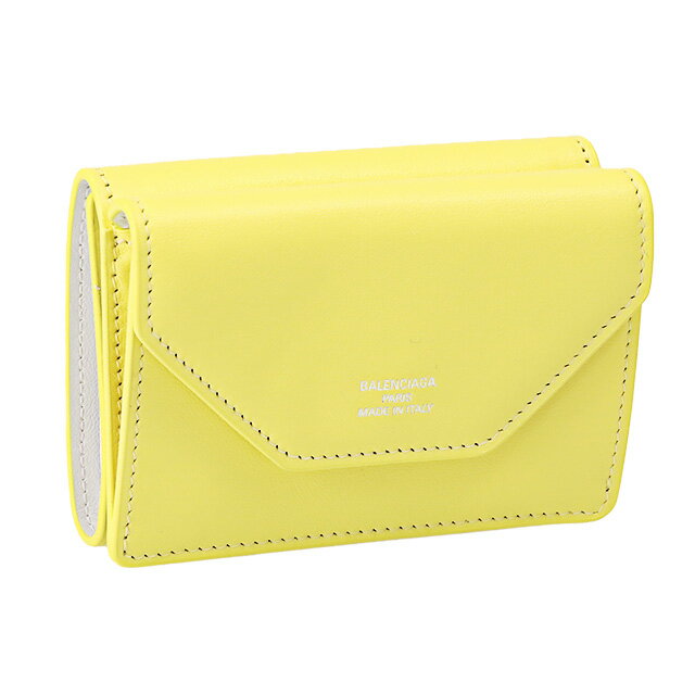 バレンシアガ 財布（レディース） 【P5倍】バレンシアガ／BALENCIAGA "ENVELOPE・エンベロップミニウォレット"3つ折り小財布・ミニ財布(シトラスイエロー×オプティックホワイト)736730 2AABX 3594／CITRUS*OPTIC WHITE