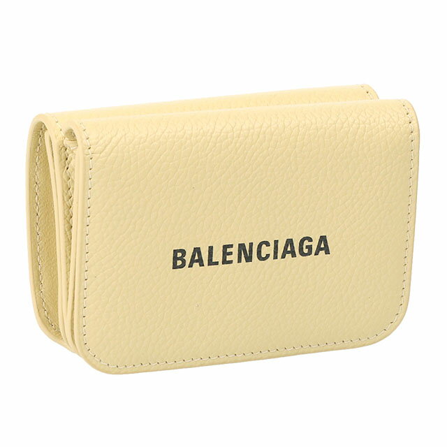 バレンシアガ 財布（レディース） 【P5倍】バレンシアガ／BALENCIAGA "CASH MINI WALLET・キャッシュミニウォレット"ロゴ入り・3つ折り小財布・ミニ財布・コインケース(バターイエロー×ブラック) 593813 1IZI3 7660／BUTTER YELLOW*L BLK