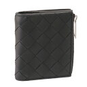 ボッテガ・ヴェネタ 革財布 メンズ 【クーポン5%OFF】ボッテガヴェネタ／BOTTEGA VENETA "イントレチャート 二つ折りファスナーウォレット” L字ファスナ 二つ折り財布(ブラック×シルバー) 775546 VCPQ4 8803／BLACK*SILVER