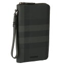 バーバリー 【タイムSALE＆クーポン5%OFF】バーバリー／BURBERRY"MS TRAVEL WALLET・チェック トラベルウォレット"パスポート収納・持ち手付きトラベルウォレット・ラウンドファスナー長財布・クラッチ(チャコールチェック) 8066839 A1208