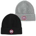 【4月目玉 クーポン5 OFF】カナダグース／CANADA GOOSE ARCTIC DISC RIB TOQUE アークティック ディスク リブトーク ロゴ入りリブ編みウールニット帽(ブラック グレー) 5026M 61 115／BLACK HEATHER GREY