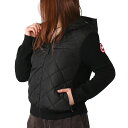 【P5倍】カナダグース／CANADA GOOSE "HYBRIDGE QUILTED KNIT HOODY・ハイブリッジ キルト ニットフーディ"レディース 長袖ニットダウン・ニット切り替えダウンコート・ジップアップブルゾン(ブラック) 6800L 61／BLACK