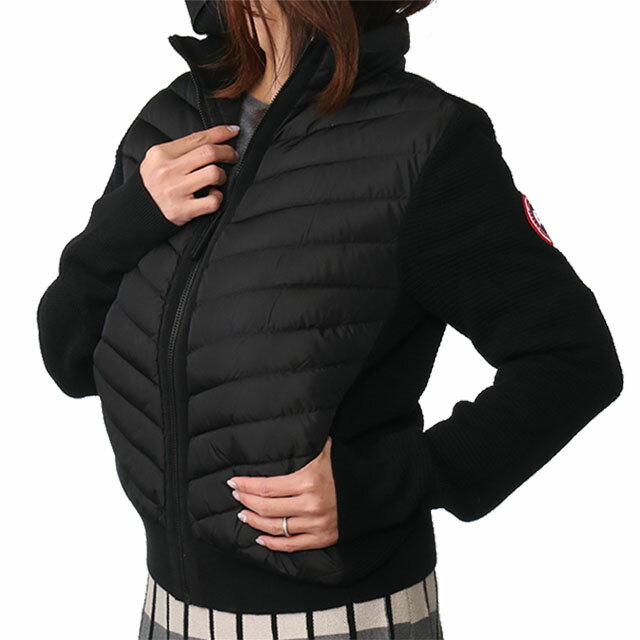 カナダグース ダウン レディース 【P5倍】カナダグース／CANADA GOOSE "HYBRIDGE KNIT JACKET・ハイブリッジ ニットジャケット"レディース 長袖ニットダウン・ニット切り替えダウンコート・ジップアップブルゾン(ブラック) 6830L／BLACK