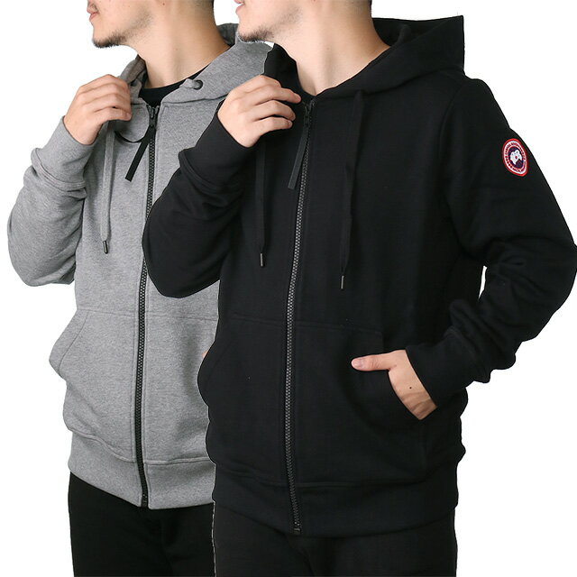 【P5倍】カナダグース／CANADA GOOSE HURON FULL ZIP HOODY ヒューロン フルジップフーディ メンズ フード付きジップアップブルゾン パーカー(ブラック ライトグレー) 7401M 61 717／BLACK STONE HEATHER