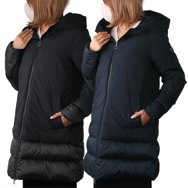 【目玉商品＆クーポン5%OFF】ケープホーン／CAPE HORN "CANDELARIA・カンテラリア" Aライン美シルエット・レディース・異素材切り替え・軽量フード付き ロング丈ダウンコート・ジャケット(ブラック・ネイビー) 52542 500・400のサムネイル