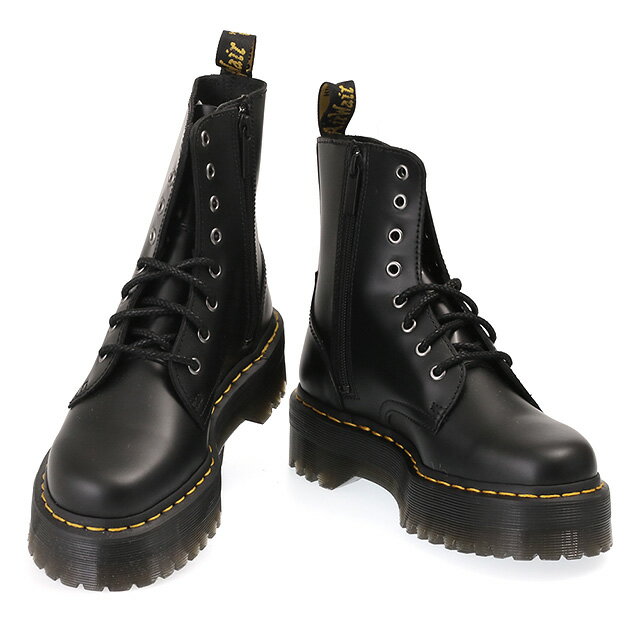 【5月目玉 P5倍】ドクターマーチン／Dr.Martens JADON 8ホールブーツ ジェイドン レディース メンズ サイドジップ付き 厚底ブーツ レースアップ(ブラック) 15265001／BLACK