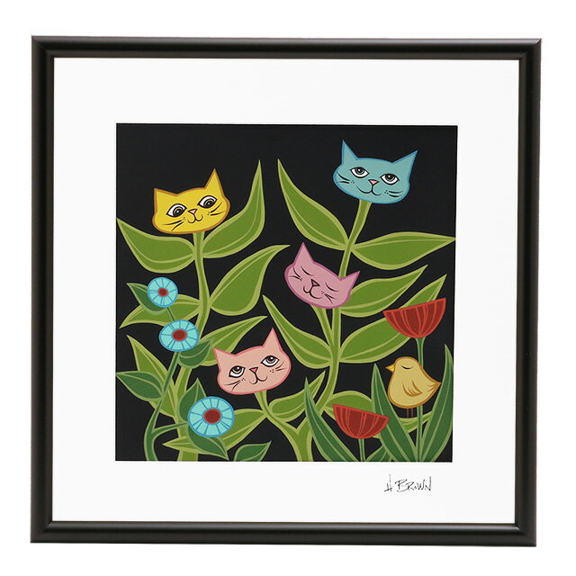 ヘザーブラウン／HEATHER BROWN "ART PRINT W30.5×H30.5cm・KITTY BLOSSOMS・アートプリント・キティブロッサム"正方形Mサイズ・サイン入り・絵画 HB9775P