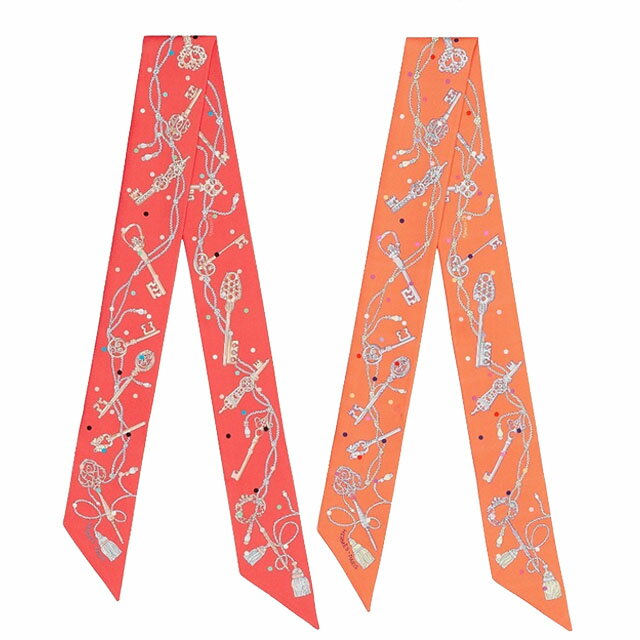 【クーポン5%OFF】エルメス／HERMES "LES CLES A POIS TWILLY・レクレアポア　ツイリー" シルクロングスカーフ・バンダナ H063871S 02／06のサムネイル