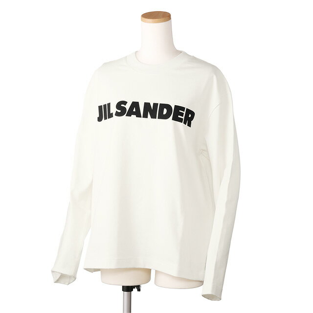 【E/S SALE＆P5倍】ジルサンダー／JIL SANDER レディース ロゴ 長袖Tシャツ クルーネック オーバーサイズ(ホワイト)J02GC0107 J45047 102／WHITE