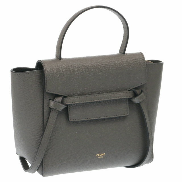 【PT5倍】セリーヌ／CELINE"BELT BAG NANO・ベルトバッグナノ" グレインドカーフスキン・2WAYショルダー・ハンドバッグ(グレー) 18900 3ZVA 10DC／GREYのサムネイル