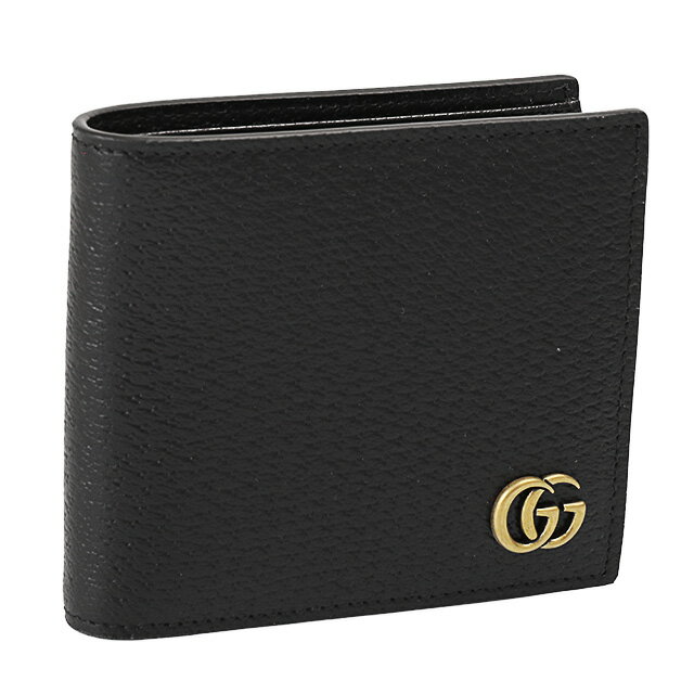 グッチ 二つ折り財布（メンズ） 【P5倍】グッチ／GUCCI "GGマーモント レザー コインウォレット"小銭入れ付き・レザー2つ折り財布(ブラック) 428725 DJ20T 1000／BLACK