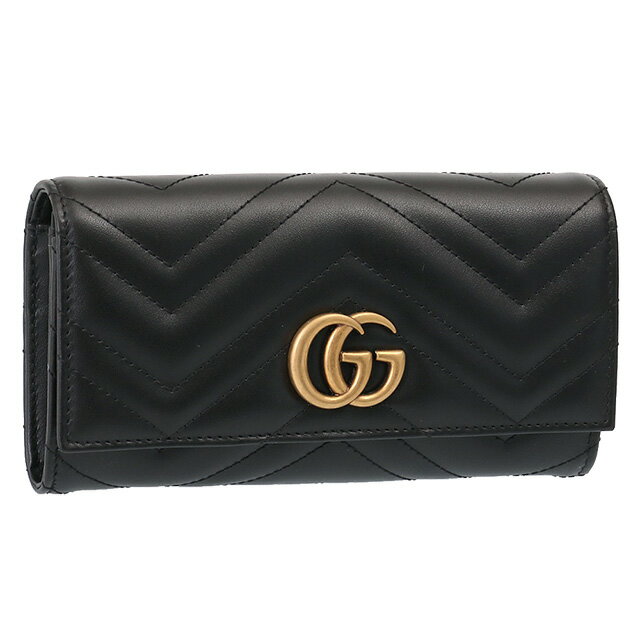 グッチ／GUCCI "GG MARMONT・GGマーモント"キルティングレザーコンチネンタルウォレット・2つ折り長財布(ブラック) 443436 DTD1T 1000／BLACK