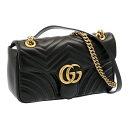 グッチ ショルダーバッグ（レディース） 【クーポン5%OFF】グッチ／GUCCI"GGマーモント"キルティング スモールショルダーバッグ・斜め掛けチェーンショルダー・ミニバッグ(ブラック)443497 DTDIT 1000／BLACK