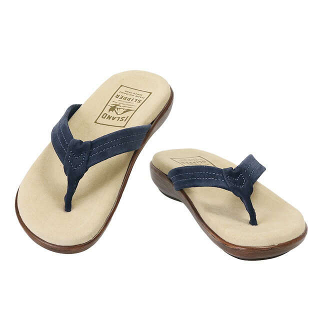 【P5倍】アイランドスリッパ／ISLAND SLIPPER "LADY'S ULTRA SUEDE THONG FLAT／レディースウルトラスエード トングフラット" トングストラップ・フラットサンダル・ハワイ製ビーチサンダル(ネイビースエード) DT523