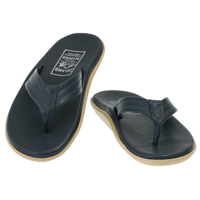 【P5倍】アイランドスリッパ／ISLAND SLIPPER MEN 039 S CLASSIC／THONG メンズクラシック レザーインソール トングサンダル ハワイ製ビーチサンダル(ネイビー)PT202／NAVY