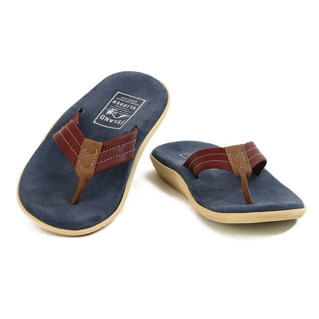 【5月目玉 P5倍】アイランドスリッパ／ISLAND SLIPPER MEN 039 S CLASSIC MULTI COLOR SUEDE THONG／メンズクラシックマルチカラー トングサンダル ハワイ製ビーチサンダル(ネイビー×ブラウン) PT203ML NVOX／NAVY OXBLOOD