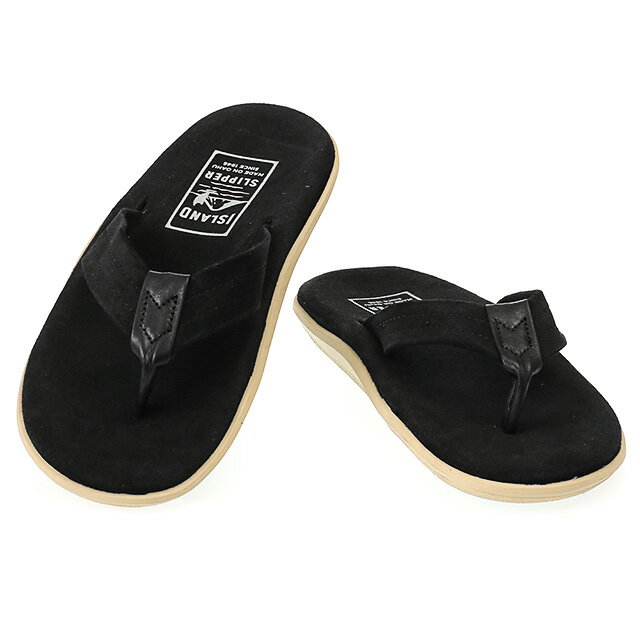 【5月目玉 P5倍】アイランドスリッパ／ISLAND SLIPPER MEN 039 S CLASSIC ULTIMATE SUEDE／THONG メンズクラシック USA限定 アルティメイトスエード×レザートングサンダル ハワイ製ビーチサンダル(ブラック) PT203SL