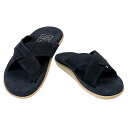 【クーポン5%OFF】アイランドスリッパ／ISLAND SLIPPER "MEN'S LEATHER SLIDE／メンズ レザースライド" クロスサンダル・ハワイ製ビーチサンダル(ネイビー) PT223 NVS／NAVY SUADE