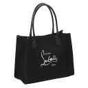 】クリスチャンルブタン／CHRISTIAN LOUBOUTIN "NASTROLOUBI TOTE／W LARGE・ナストロルビ トート　ラージ"　キャンバス×レザートートバッグ・ロゴ入り(ブラック) 3235231 5318 ／BLACK