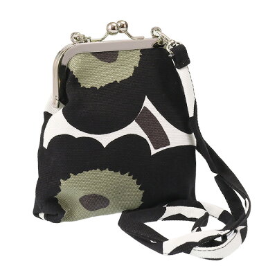【P5倍】 マリメッコ/MARIMEKKO "PIENI UNIKKO ROOSA・ピエニウニッコルーサ "北欧・ケシの花・がま口ポーチ・ポシェット (ホワイト×ブラック)44720 030/WHITE*BLACK