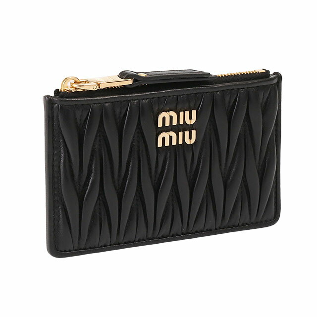 ミュウミュウ 【クーポン5%OFF】ミュウミュウ／MIU MIU"マテラッセレザー エンベロープ財布” カードケース付きキーポーチ・小銭入れ(ブラック) 5MB060 MATELASSE'MIU(2FPP)NERO