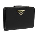 プラダ 革財布 レディース 【P5倍】プラダ／PRADA 三角ロゴ・型押レザー2つ折り財布・中財布(ブラック) 1ML018 SAFFIANO TRIANG(QHH)NERO