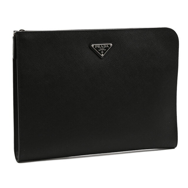 【クーポン5 OFF】プラダ／PRADA L字ファスナー 型押しレザーポーチ クラッチバッグ セカンドバッグ(ブラック) 2VN003 SAFFIANO TRAVEL(9Z2)NERO