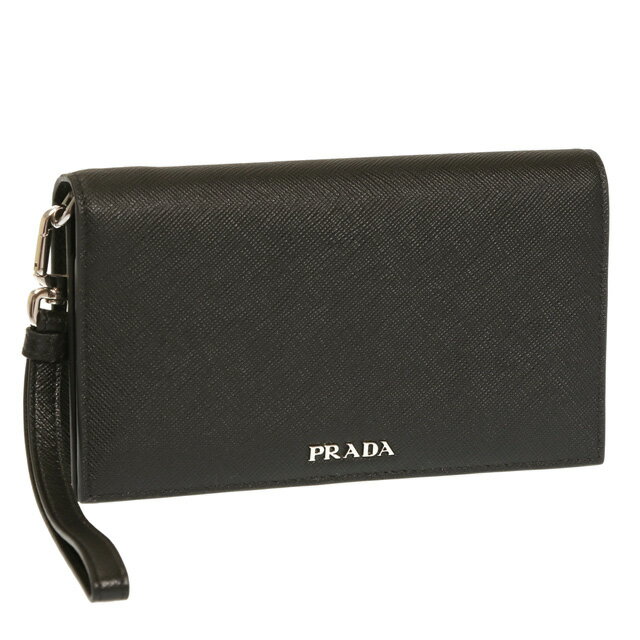 【P5倍】プラダ／PRADA 型押しレザーリストレット付き長財布(ブラック)2ZH074 SAFFIANO(053)NERO