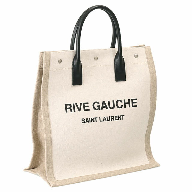 サンローラン 帆布・キャンバス トートバッグ メンズ 【クーポン5%OFF】サンローラン・パリ／SAINT LAURENT PARIS "RIVE GAUCHE・ノース サウス リヴ・ゴーシュ"キャンバストートバッグ・ショッピングトート(ベージュ×ホワイト)632539 FAAVU 9054／BEIGE*WHITE