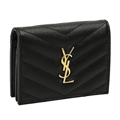 【P5倍】サンローラン・パリ/SAINT LAURENT PARIS "モノグラム ウォレット・グレインドプードルエンボスレザー" キャビアスキン・2つ折り財布・コンパクトウォレット・小財布(ブラック) 668290 BOWA1 1000/BLACK【返品無料】