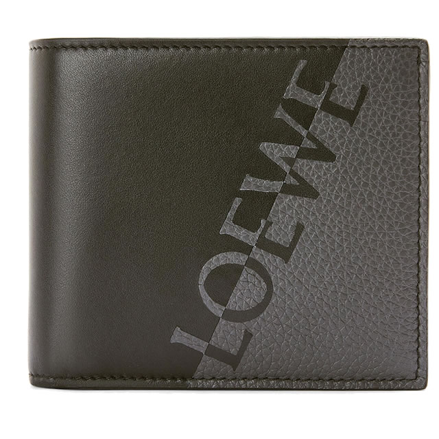 【PT5倍】ロエベ／LOEWE"SIGNATURE BIFOLD COIN WALLET・シグネチャー バイフォールド コイン ウォレット" カーフ・2つ折り財布(グレー×ブラック)C314501X01 1268／SMOOTH CALF*SOFT GRAINED CALF／ANTHRACITE*BLACK