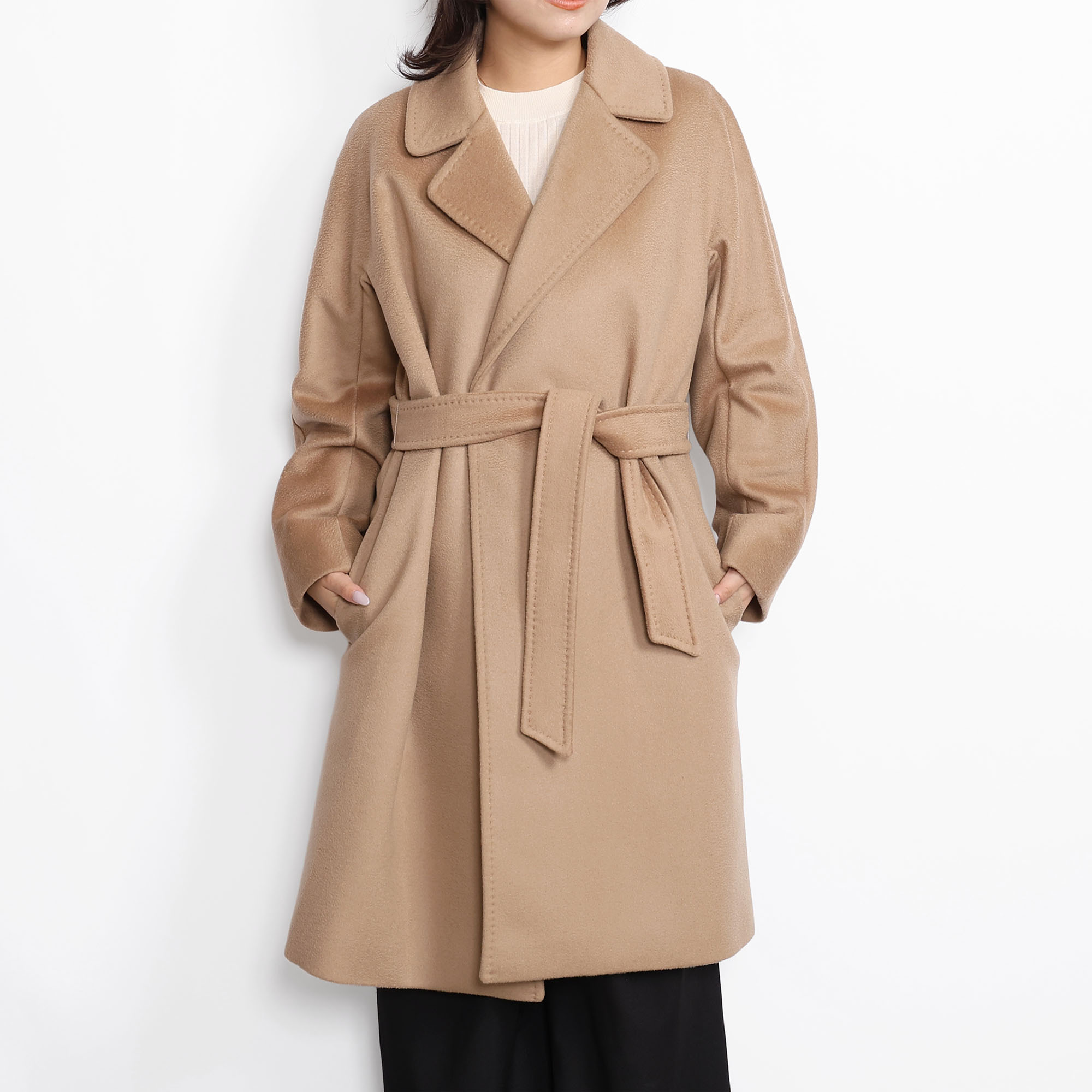 [쿠폰 5 % OFF] 위크 엔드 맥스 마라 / WEEKEND MAX MARA 울 코트 미들 길이 "PEDALE" 여성 벨트 포함 랩 코트 2026-27 년 가을 겨울 5016092600 006/CAMMELLO [반품 OK]