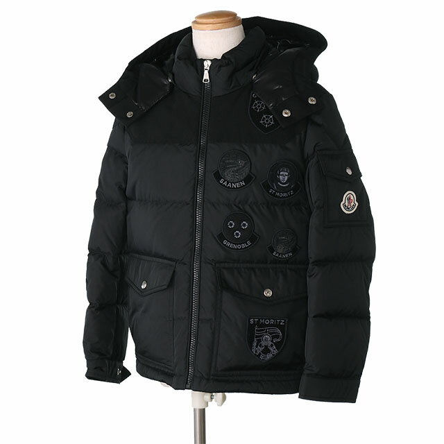 モンクレールキッズ・ユニセックス／MONCLER KID'S "HYOSERIS JACKET"パッチワークデザイン ダウンジャケット(ブラック) 1A000 32 68352 999／H2／BLACK／8A・10A