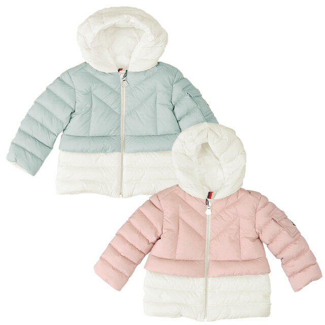 【タイムSALE＆P5倍】モンクレールベビー・キッズ・ユニセックス／MONCLER BABY KID'S "LIAMA JACKET"フード付き・バイカラー・ダウンジャケット(ライトピンク・ライトブルー) 1A000 10 53333 514・71U／H2／12*18・18*24・2A