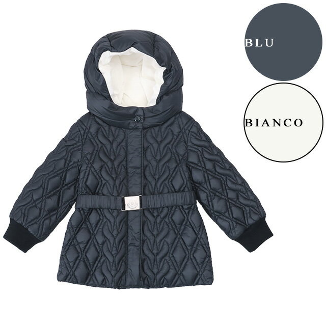 【タイムSALE＆P5倍】モンクレールベビー・ガールズ／MONCLER BABY KID'S "SUHER"フード＆ベルト付き・キルティングジャケット(ネイビー・ホワイト) 1C510 10 53048 778・032／BLU・BIANCO／9-12・12-18・18-24・2A・3A