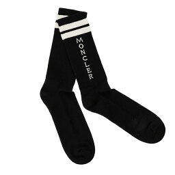 【タイムSALE＆クーポン5%OFF】モンクレール／MONCLER "LOGO SOCKS" コットン ソックス・ロゴ入り・靴下(ブラック)3G00003 0U131 999 ／BLACK