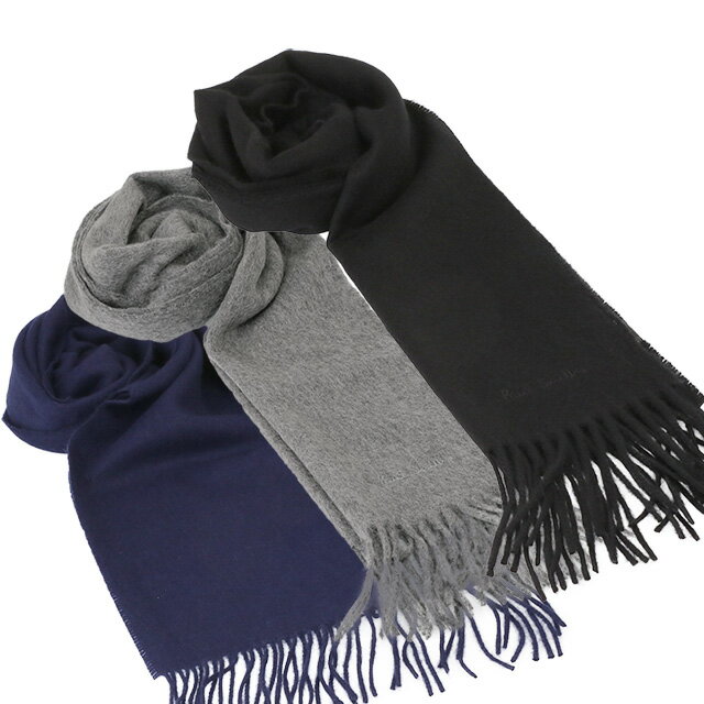 【P5倍】ポールスミス／PAUL SMITH SCARF CASHMERE 男女兼用 カシミヤマフラー スカーフ 無地 プレーン (ネイビー グレー ブラック) M1A122D AS09B 47 76 79／NAVY GRAY BLACK