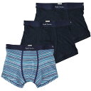 【クーポン5%OFF】ポールスミス／PAUL SMITH "MEN TRUNK 3 PACK MIX”メンズ オーガニックコットンボクサーパンツ・トランクス ボーダー柄ミックス3枚セット(ネイビーミックス) M1A-914-M3PKG 47／NAVY