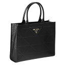 プラダ ハンドバッグ（レディース） 【P5倍】プラダ／PRADA "プラダ シンボル トップステッチ レザー ラージ バッグ" ハンドバッグ(ブラック) 1BA377 SOFT CALF(ASK)NERO