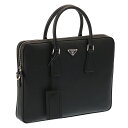 【クーポン5%OFF】プラダ／PRADA 型押しレザー・2WAYメンズ・スリムブリーフケース・ビジネスバッグ(ブラック) 2VE368 SAFFIANO TRAVEL(9Z2_V_OOX)NERO