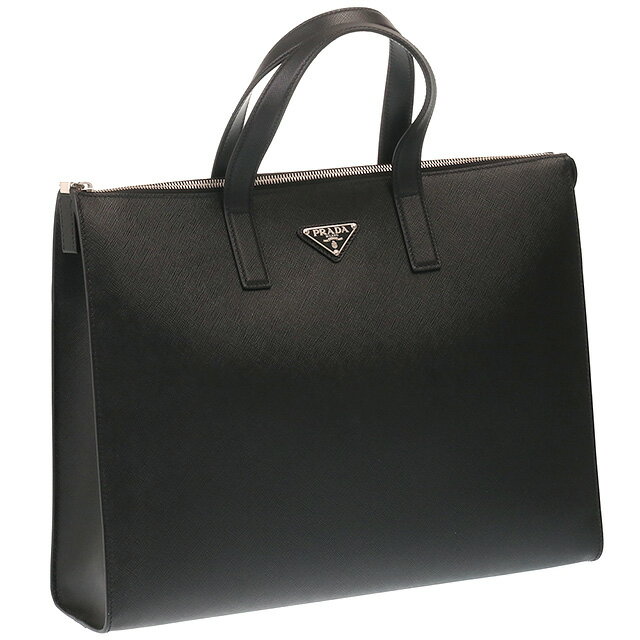 【クーポン5%OFF】プラダ／PRADA"サフィアーノレザー トートバッグ"型押しレザー・スリムブリーフケース・ビジネスバッグ(ブラック)2VG039 SAFFIANO TRAVEL(9Z2 V_MOO)NERO