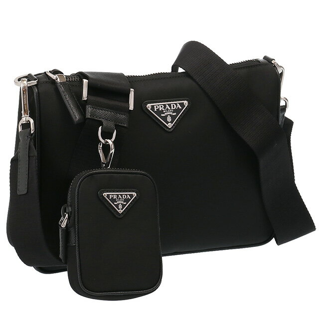 【クーポン5%OFF】プラダ／PRADA ”Re Nylon xサフィアーノレザー ショルダーバッグ"リサイクルナイロン×型押しレザー・ポーチ付き斜めがけショルダーバッグ・クラッチバック(ブラック) 2VH113 TESSUTO+SAFFIANO(2DMH V-OOO)NEROのサムネイル